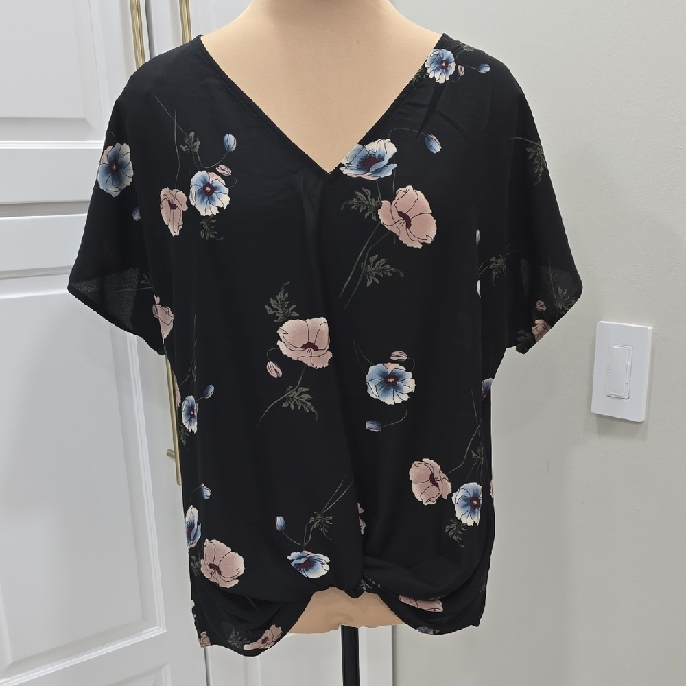 Floral Black Top